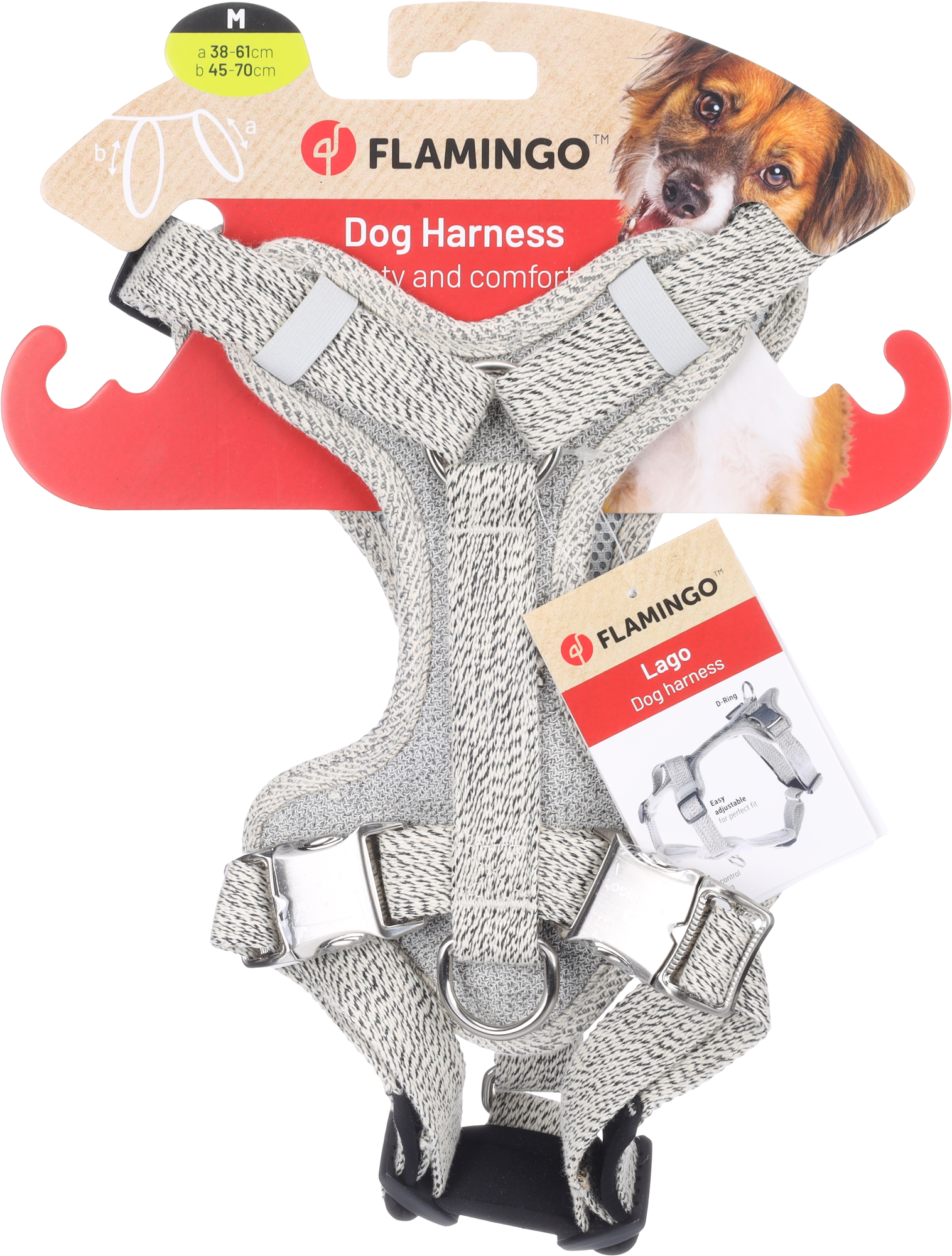 Flamingo Harness Lago White & Black
