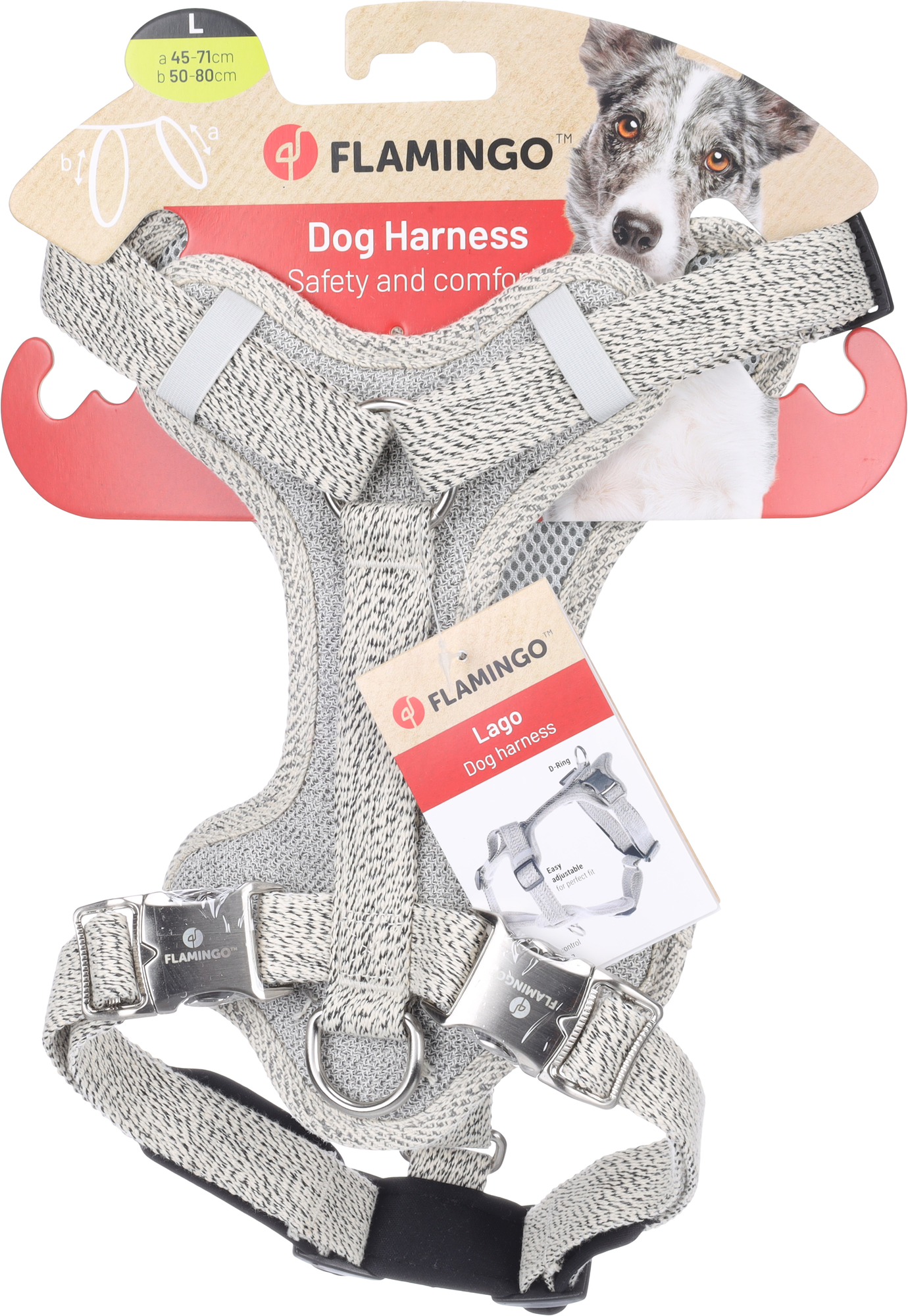 Flamingo Harness Lago White & Black