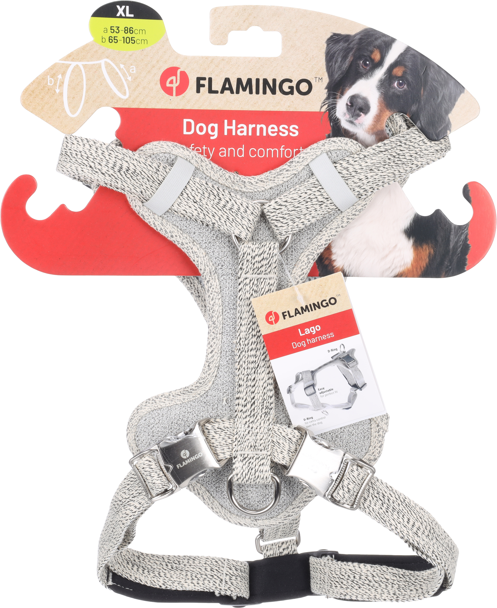 Flamingo Harness Lago White & Black