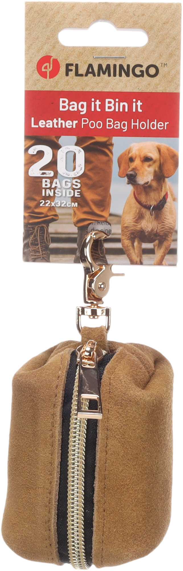 Flamingo Poop bag dispenser Sueda Brown