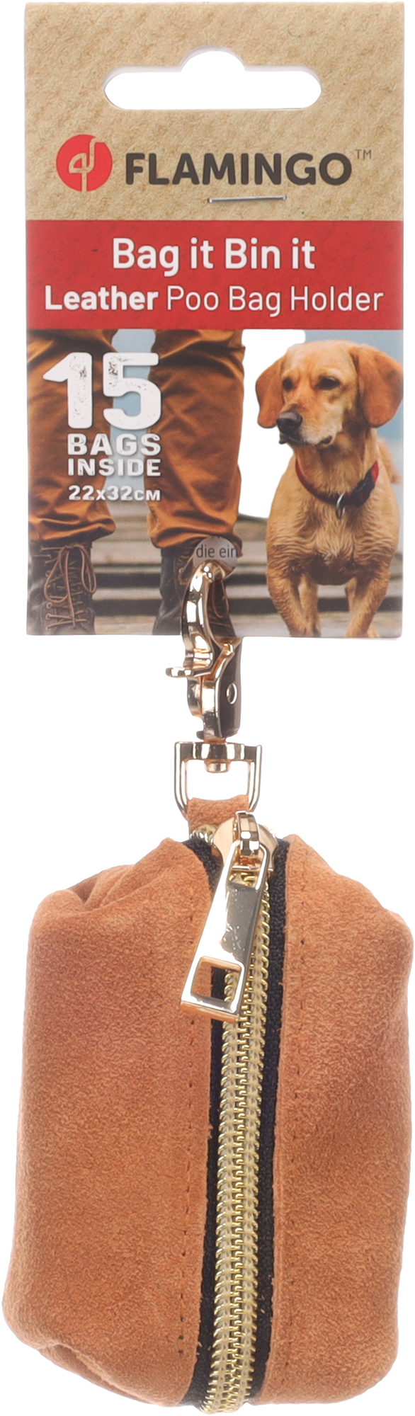 Flamingo Poop bag dispenser Sueda Caramel