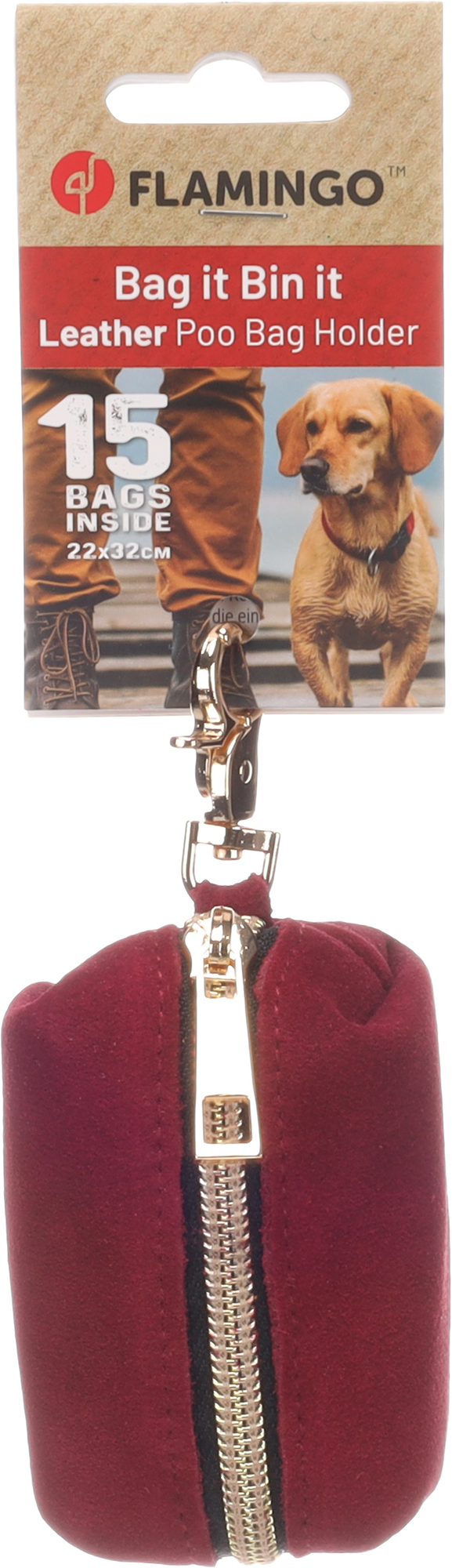 Flamingo Poop bag dispenser Sueda Bordeaux