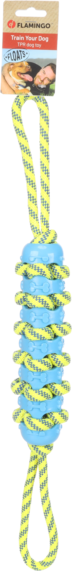 Flamingo Spielzeug Tofla Zerrseil & Stick Blau & Gelb