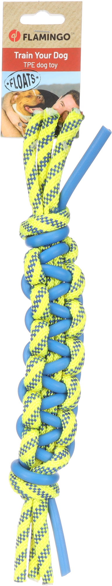 Flamingo Spielzeug Tofla Schnur Gewebt Blau & Gelb