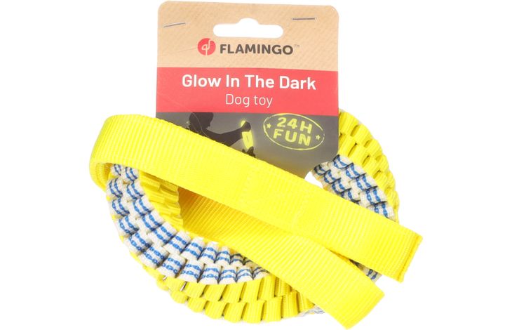 Flamingo Speelgoed Glowa Trektouw & Ring Geweven Blauw & Geel