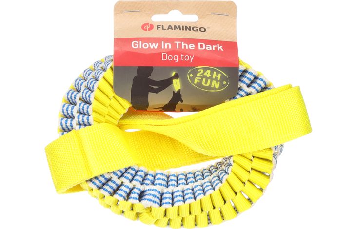 Flamingo Speelgoed Glowa Trektouw & Ring Geweven Blauw & Geel