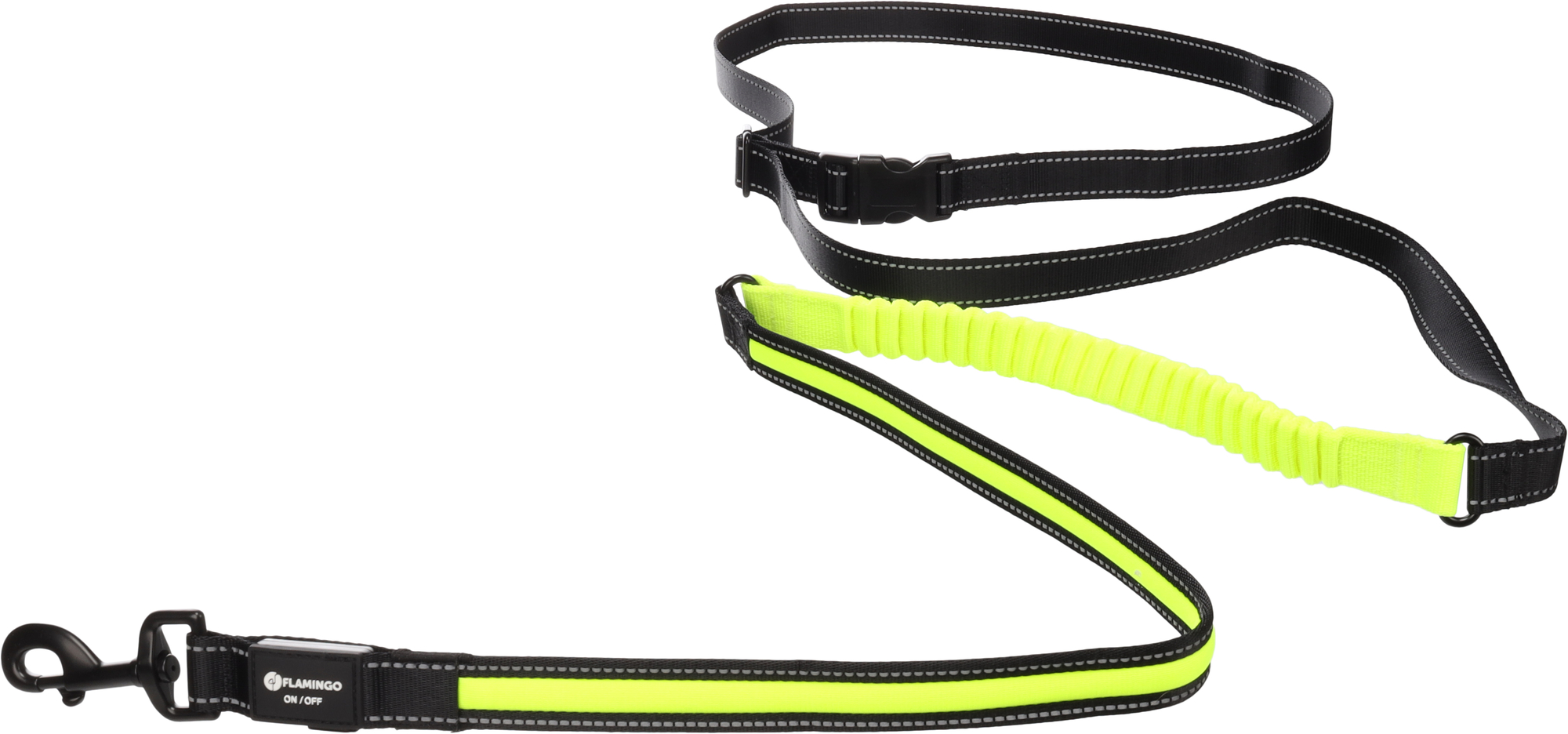 Flamingo Jogging leash Flitzy Black & Yellow