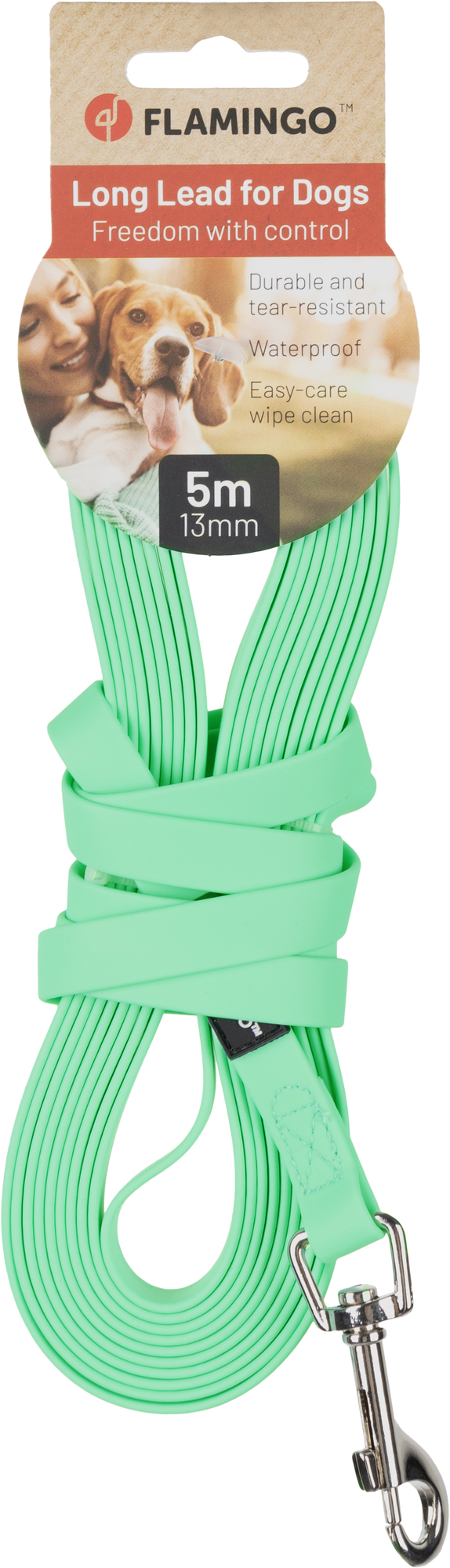 Flamingo Training and tracking leash Caspar Mint green