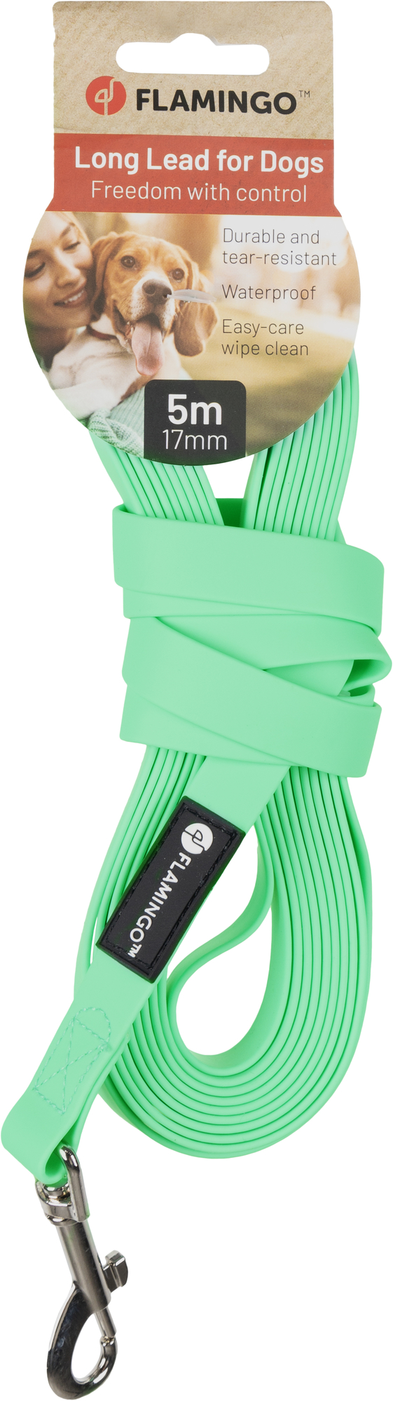Flamingo Training and tracking leash Caspar Mint green