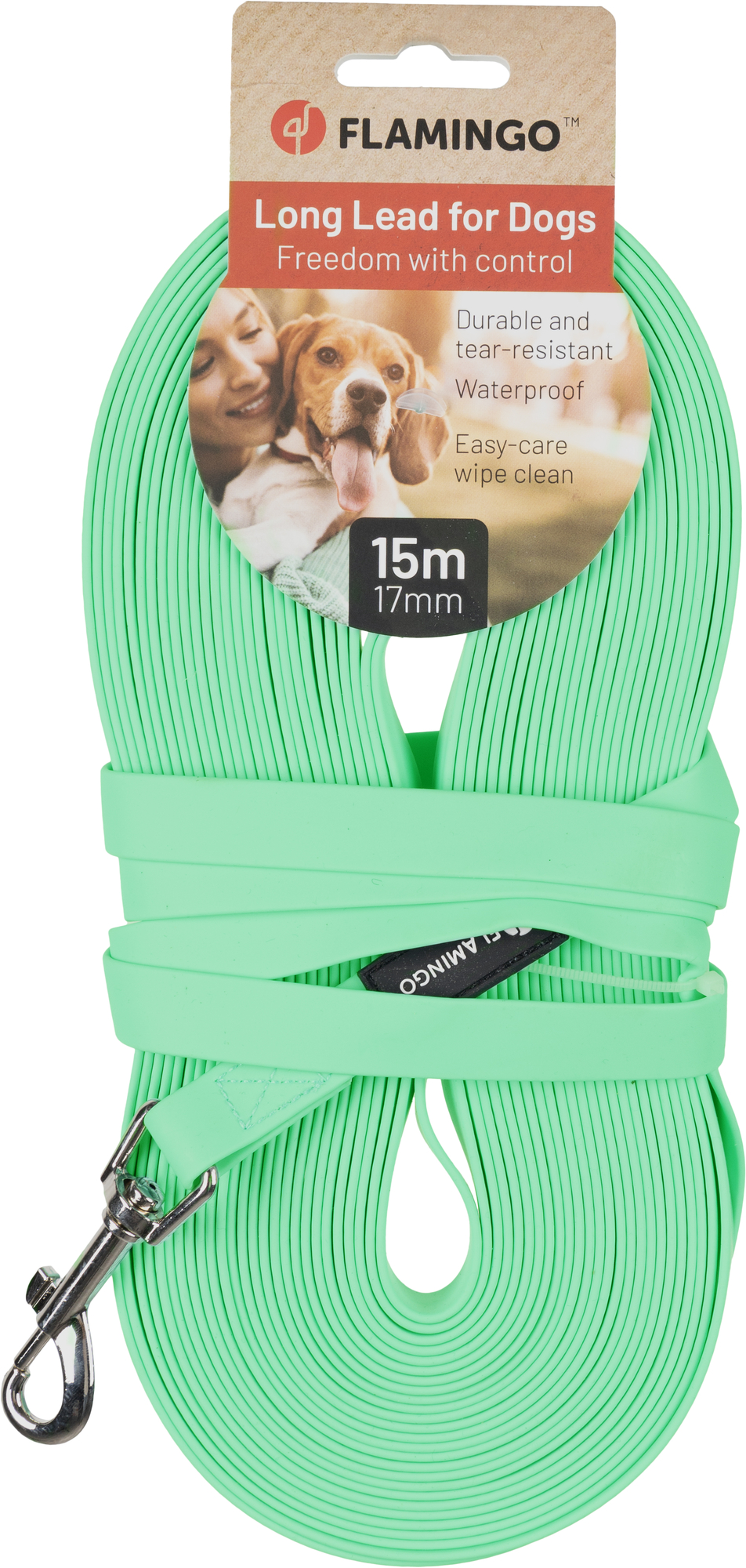 Flamingo Training and tracking leash Caspar Mint green
