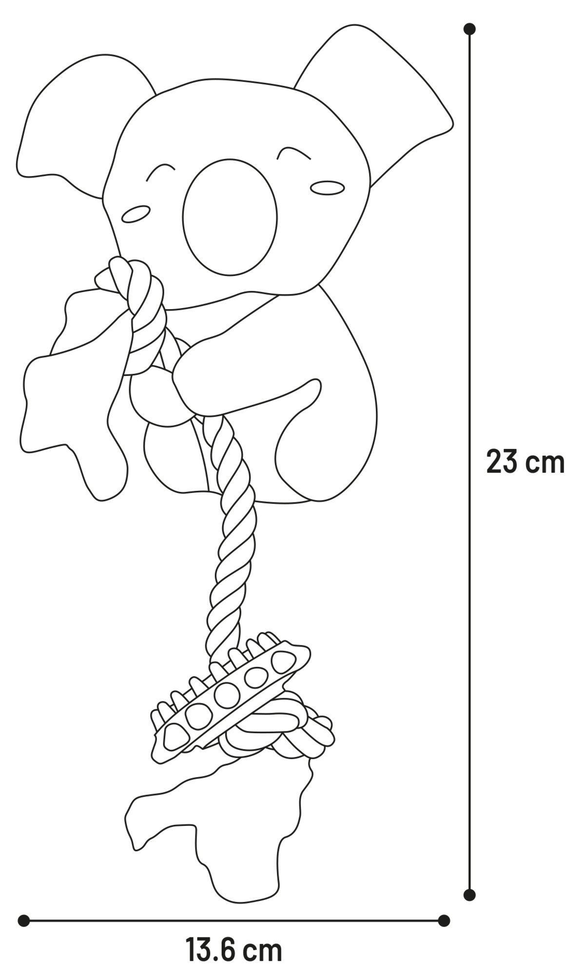 Flamingo Toy Puppy Didi Koala with rope Grey