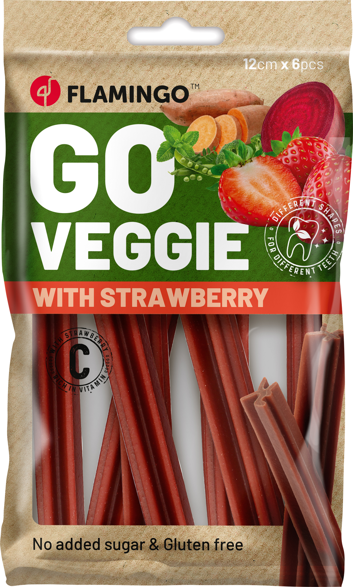 Flamingo Snacks Veggie Stick with strawberry Red