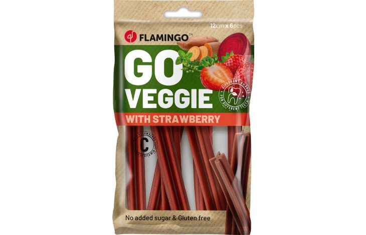 Flamingo Snack Veggie Staaf met aardbei Rood