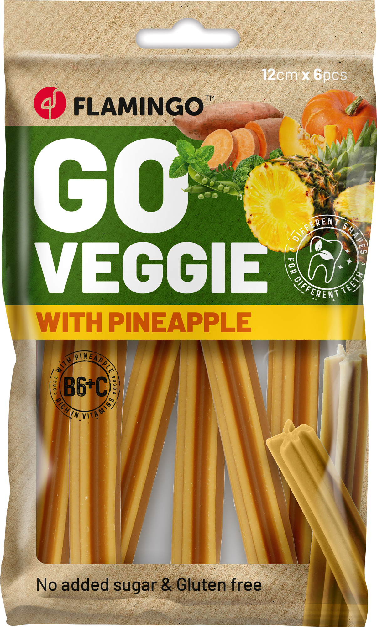 Flamingo Golosinas Veggie Palo con piña Amarillo