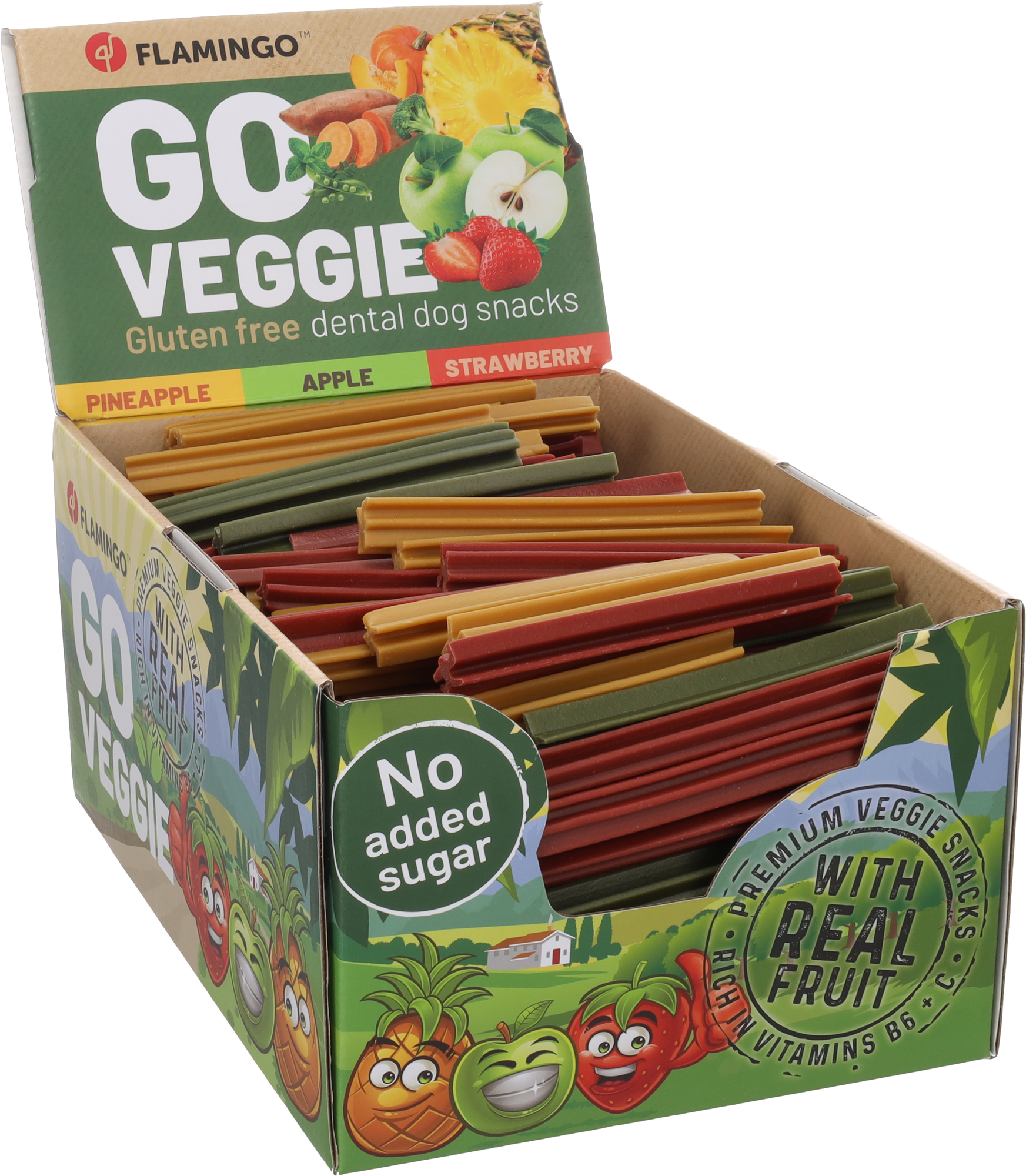 Flamingo Snacks Veggie Stick with strawberry & with pine apple & with apple Mix