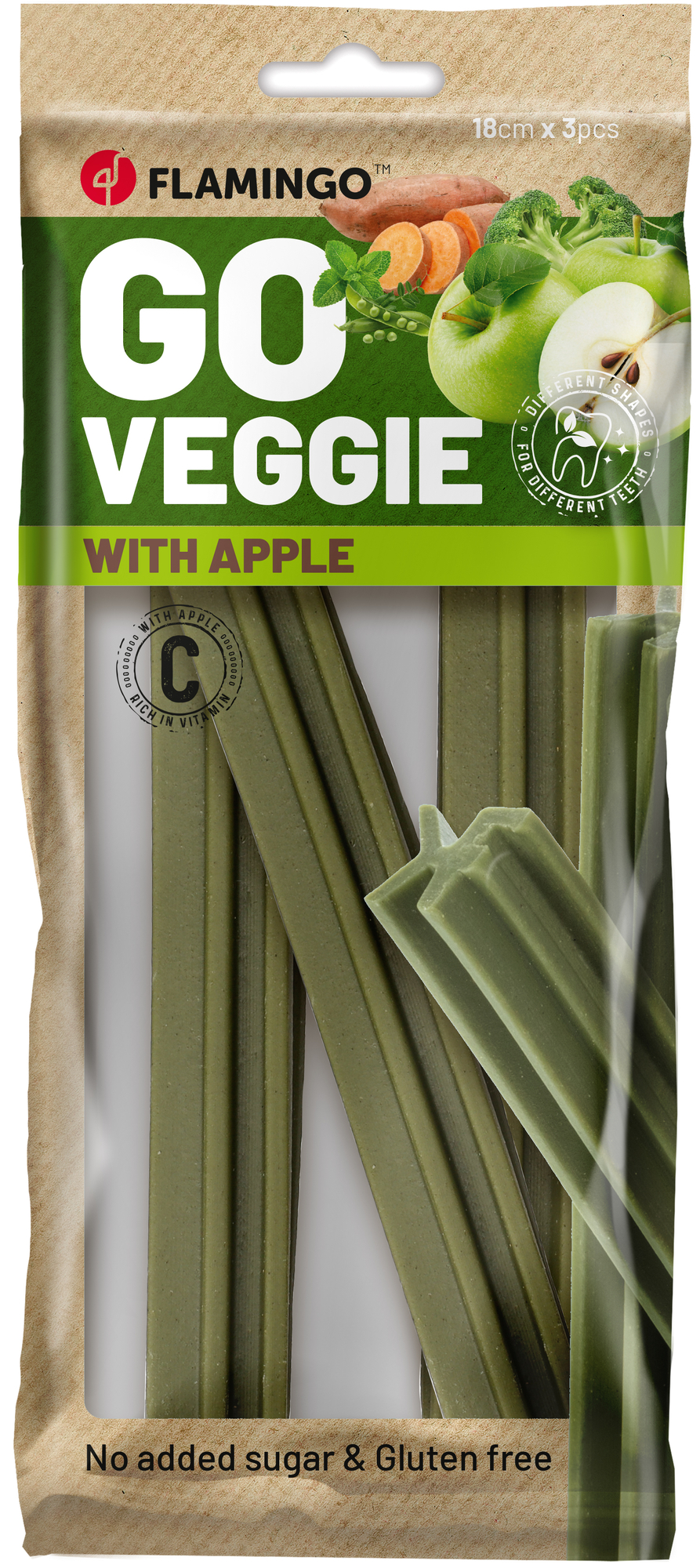 Flamingo Snacks Veggie Stick with apple Green