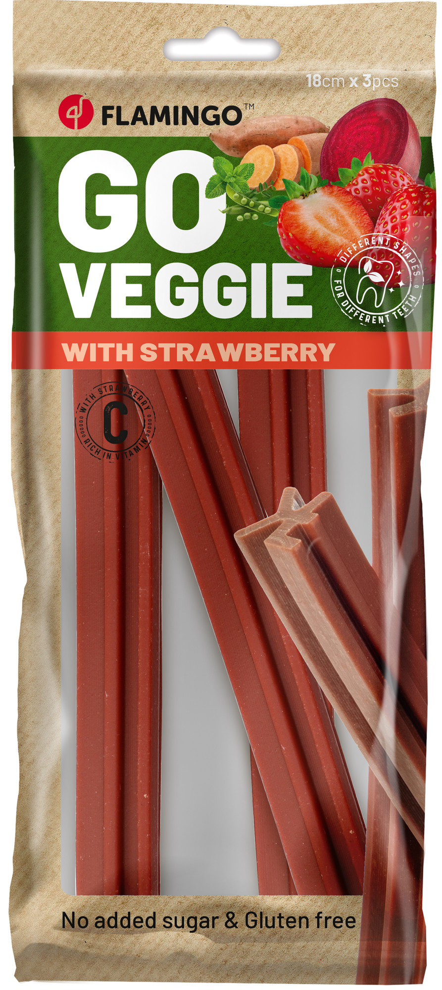 Flamingo Snacks Veggie Stick with strawberry Red