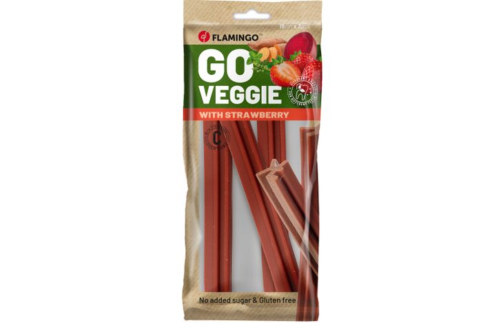 Flamingo Snack Veggie Staaf met aardbei Rood