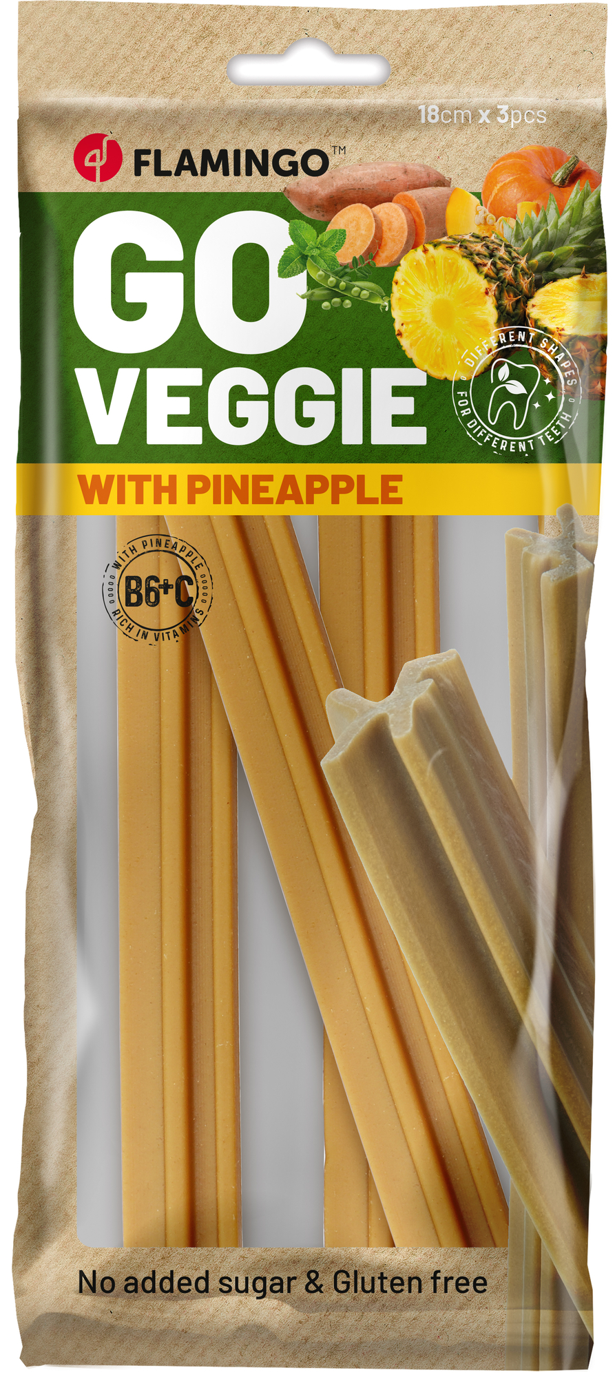Flamingo Snacks Veggie Stick with pine apple Yellow