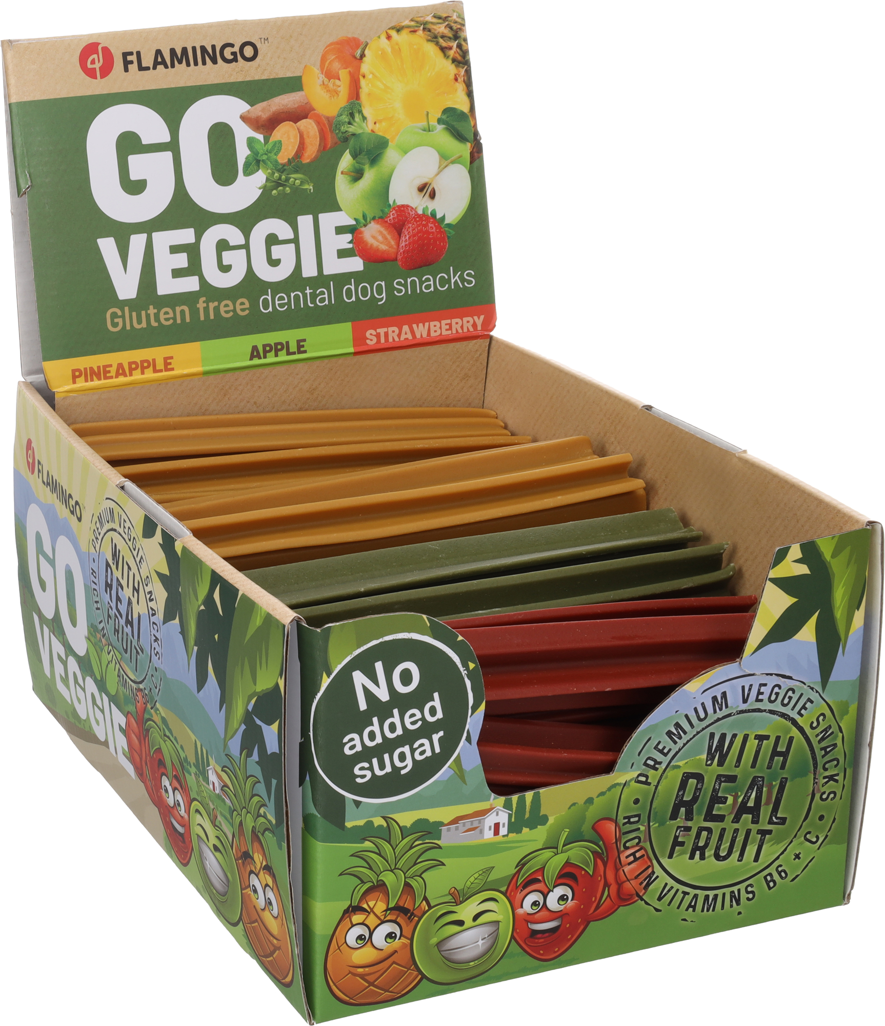 Flamingo Snacks Veggie Stick with strawberry & with pine apple & with apple Mix