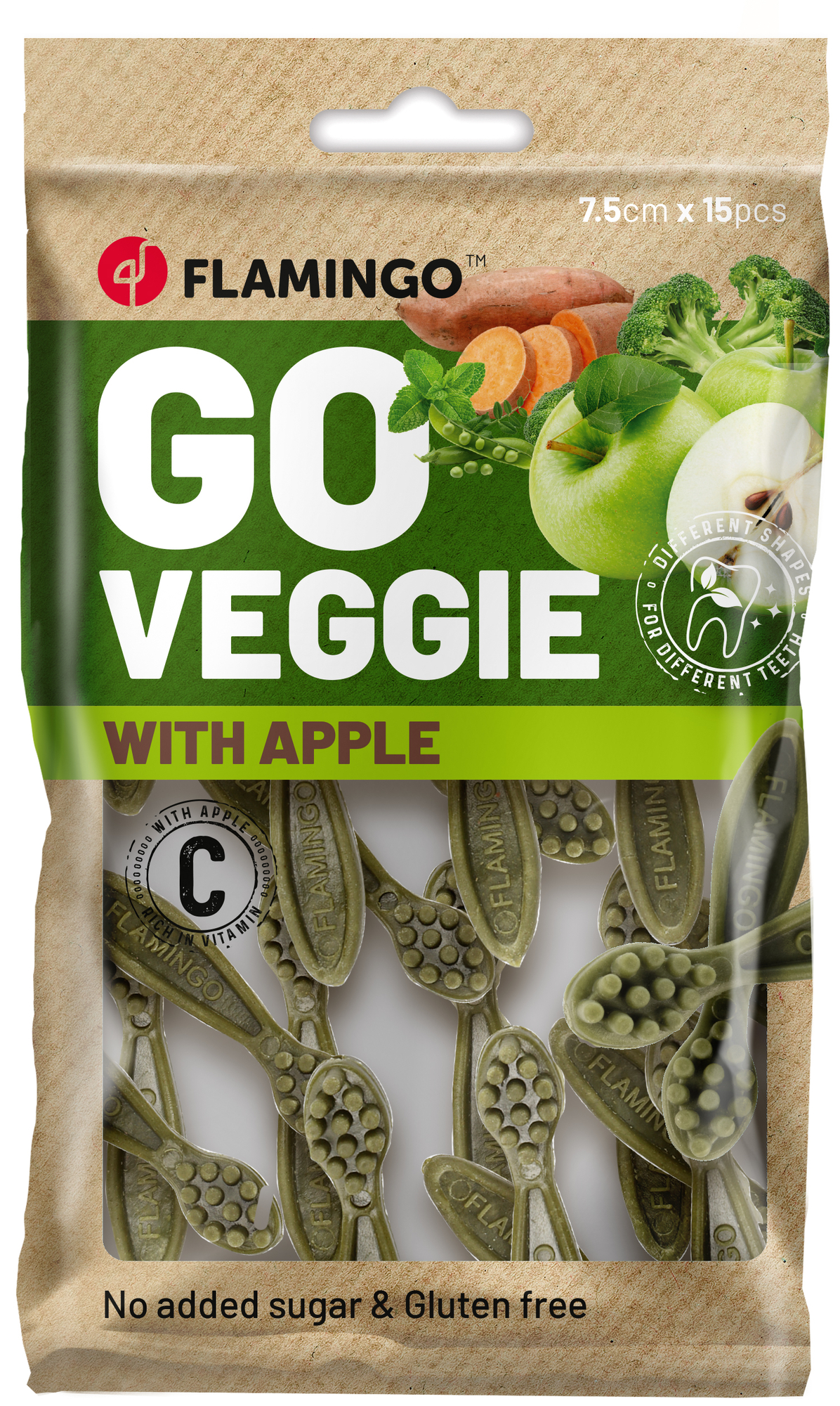 Flamingo Snacks Veggie Toothbrush with apple Green