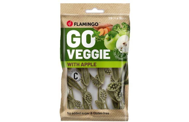 Flamingo Snack Veggie Tandenborstel met appel Groen