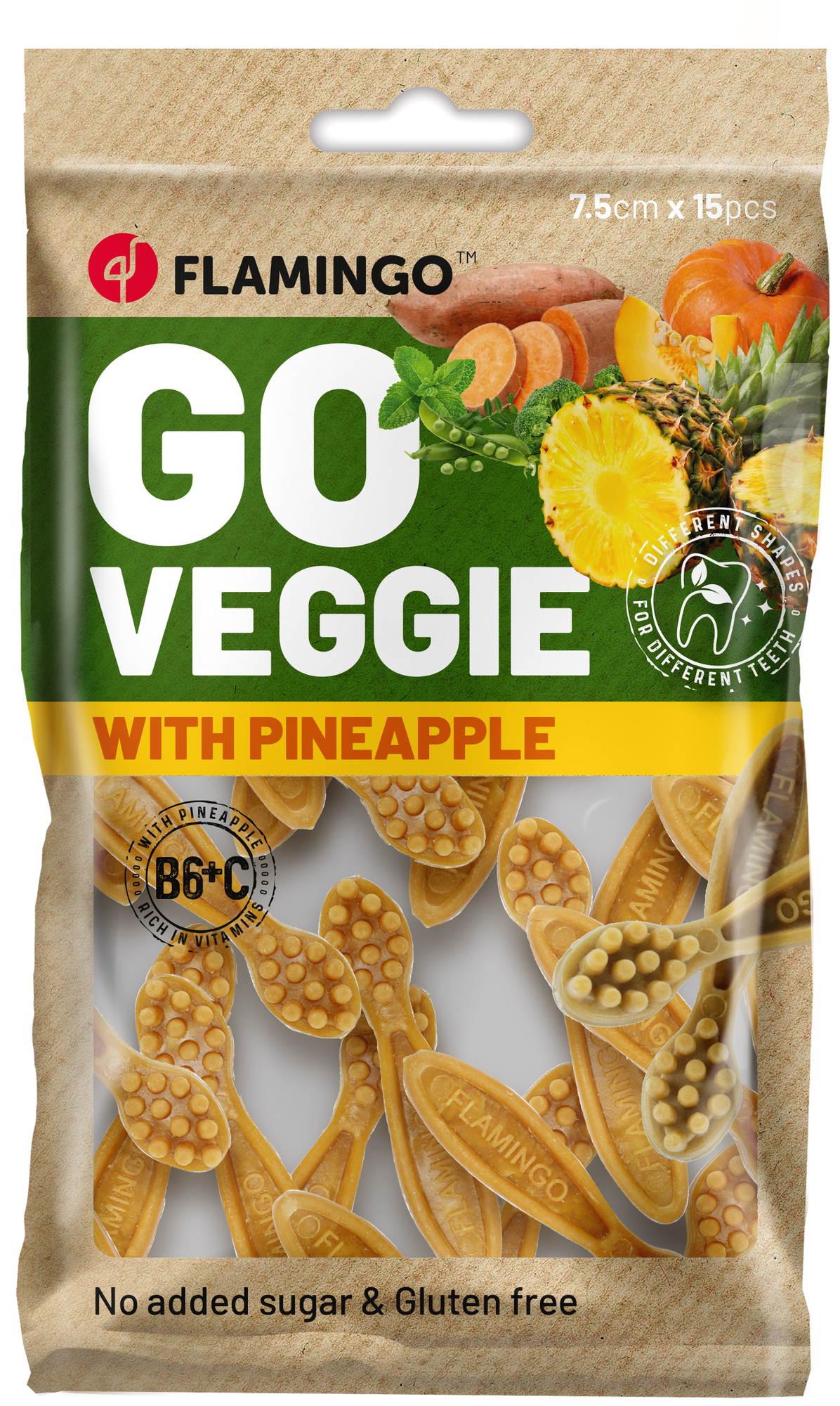 Flamingo Snacks Veggie Toothbrush with pine apple Yellow