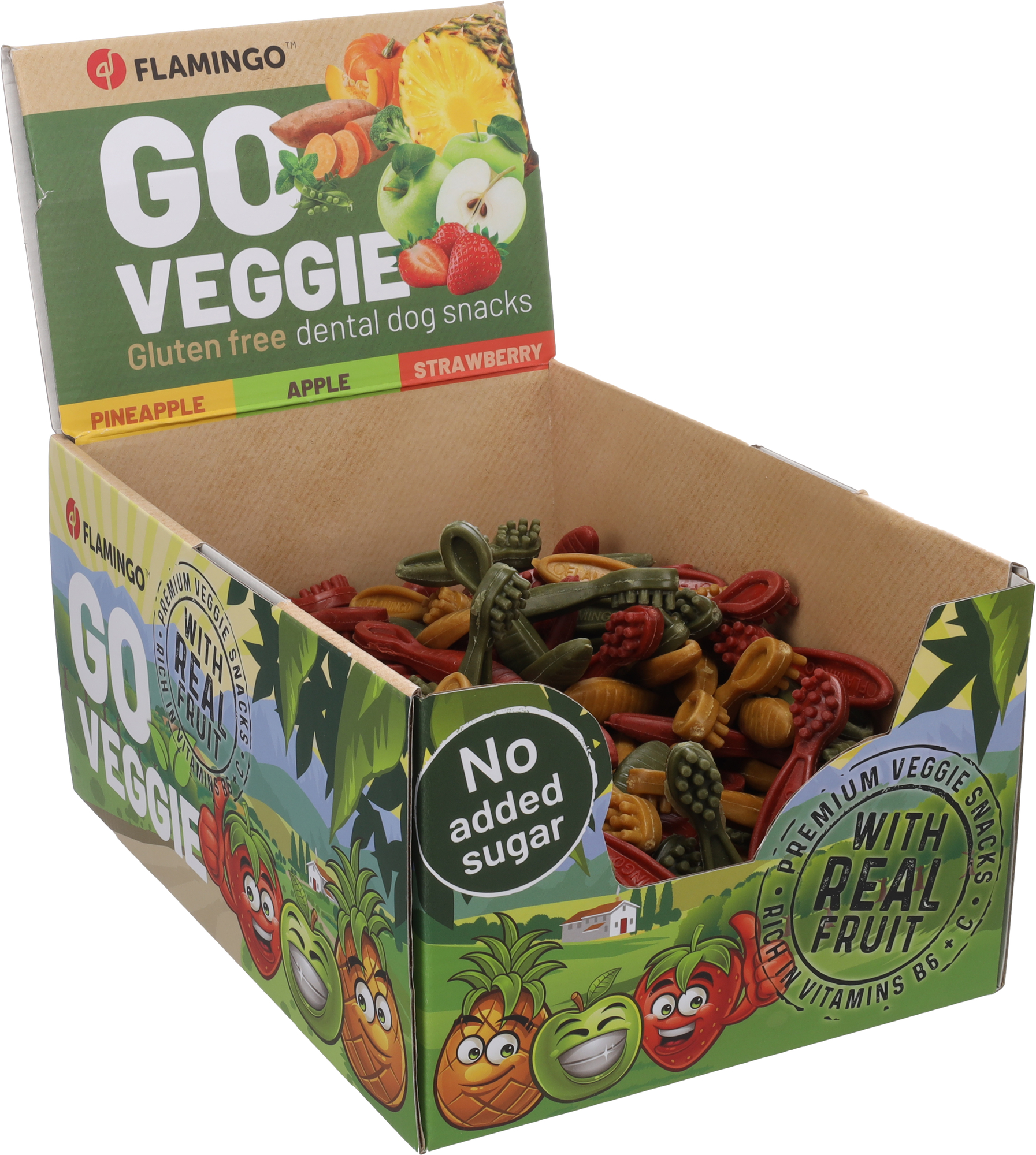 Flamingo Snacks Veggie Toothbrush with strawberry & with pine apple & with apple Mix