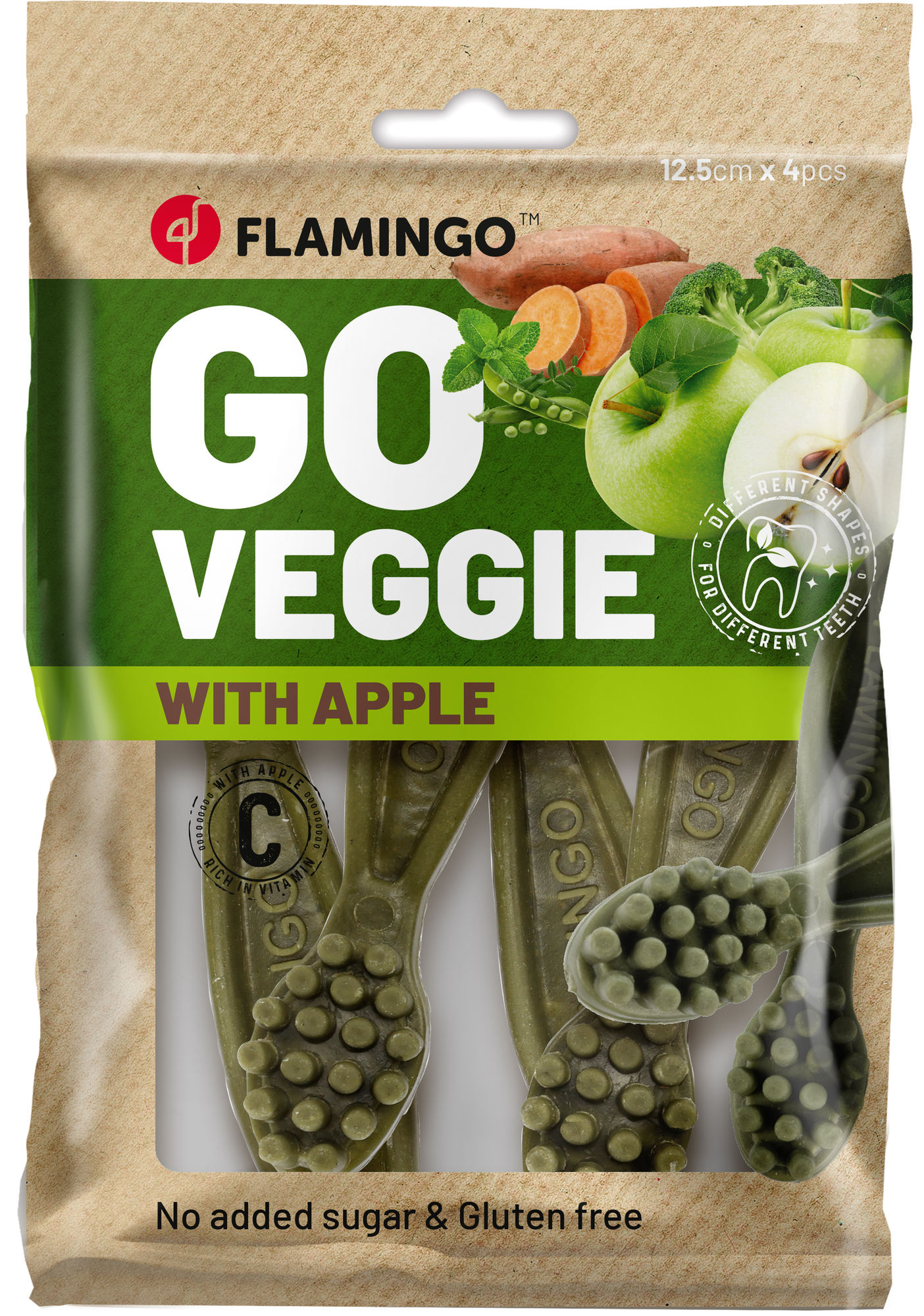 Flamingo Snacks Veggie Toothbrush with apple Green