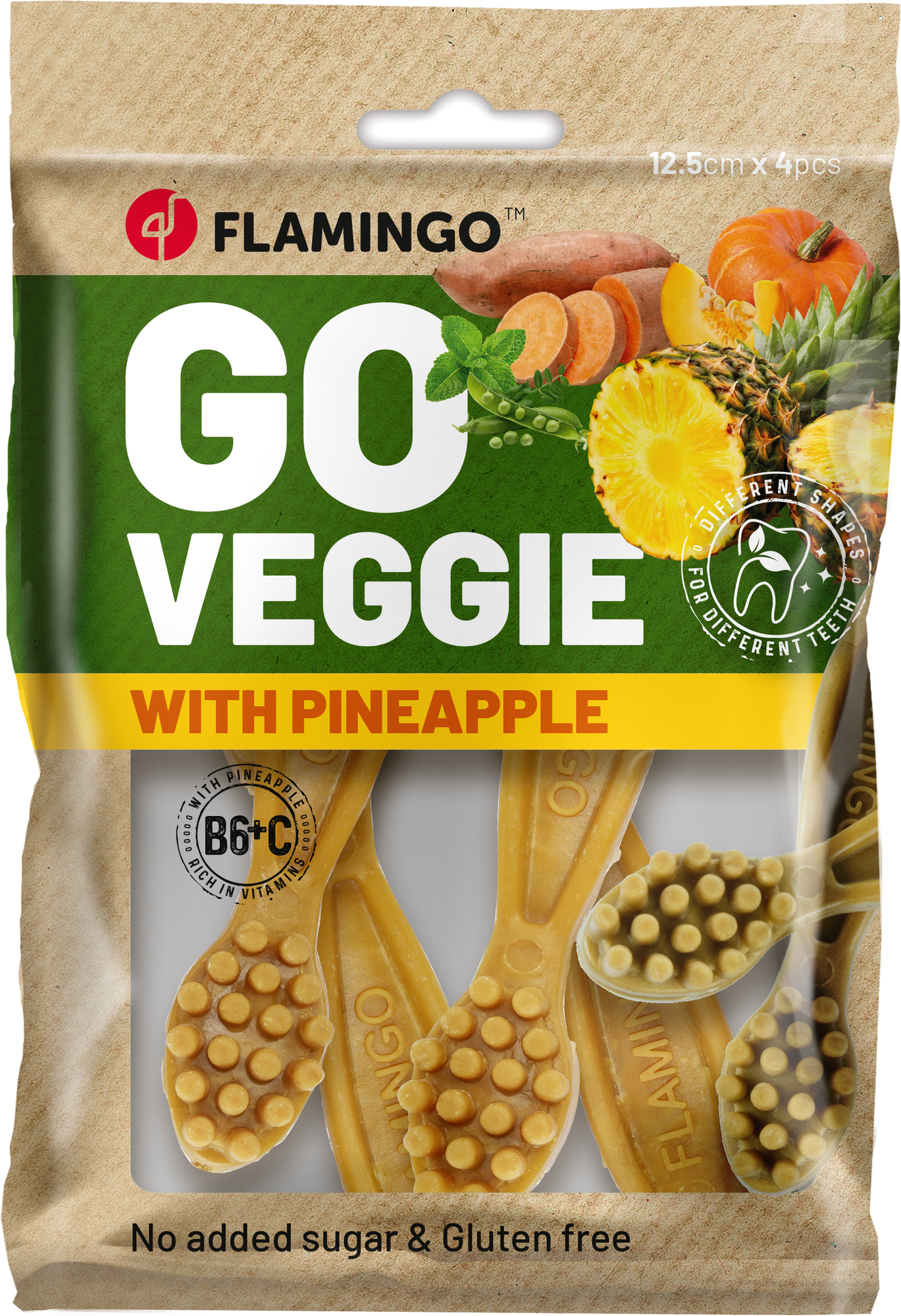 Flamingo Snacks Veggie Toothbrush with pine apple Yellow