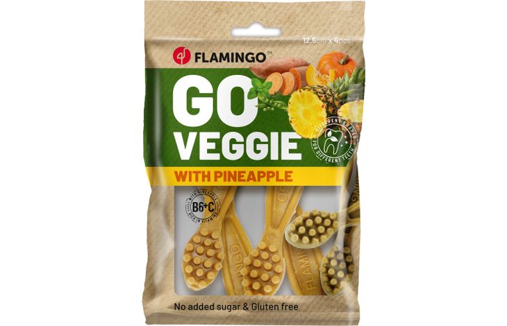 Flamingo Snack Veggie Tandenborstel met ananas Geel