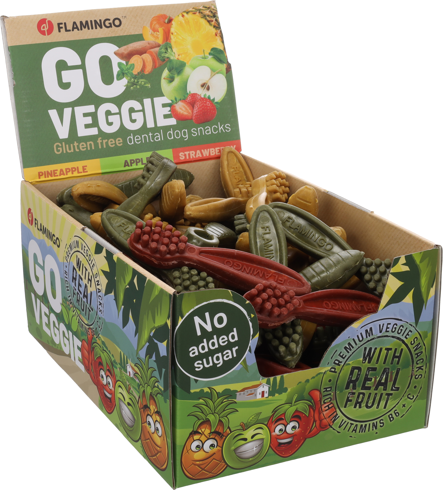 Flamingo Snacks Veggie Toothbrush with strawberry & with pine apple & with apple Mix