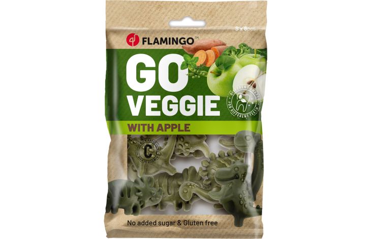 Flamingo Friandises Veggie Dino avec pomme Vert