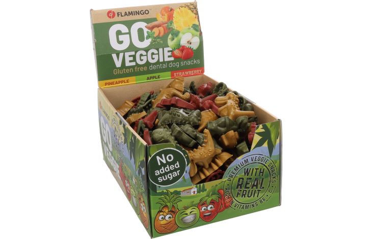 Flamingo Snack Veggie Dino met aardbei & met ananas & met appel Meerkleurig