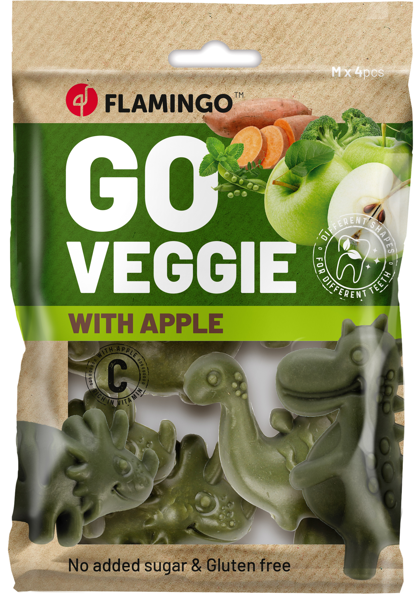 Flamingo Snacks Veggie Dino with apple Green