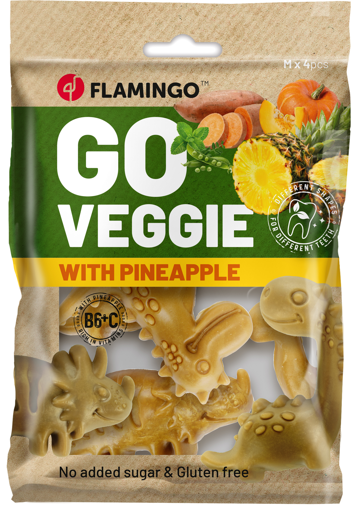 Flamingo Snacks Veggie Dino with pine apple Yellow