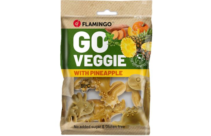 Flamingo Snack Veggie Dino met ananas Geel