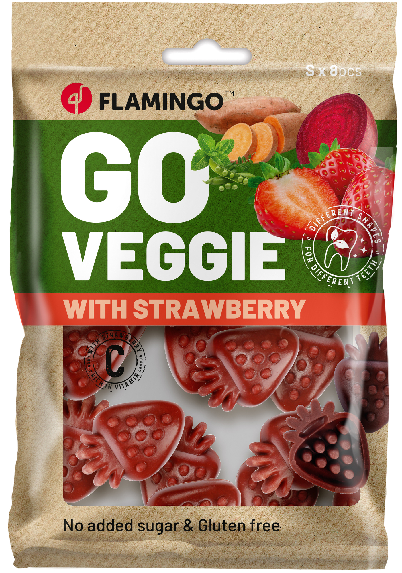 Flamingo Snacks Veggie Strawberry with strawberry Red