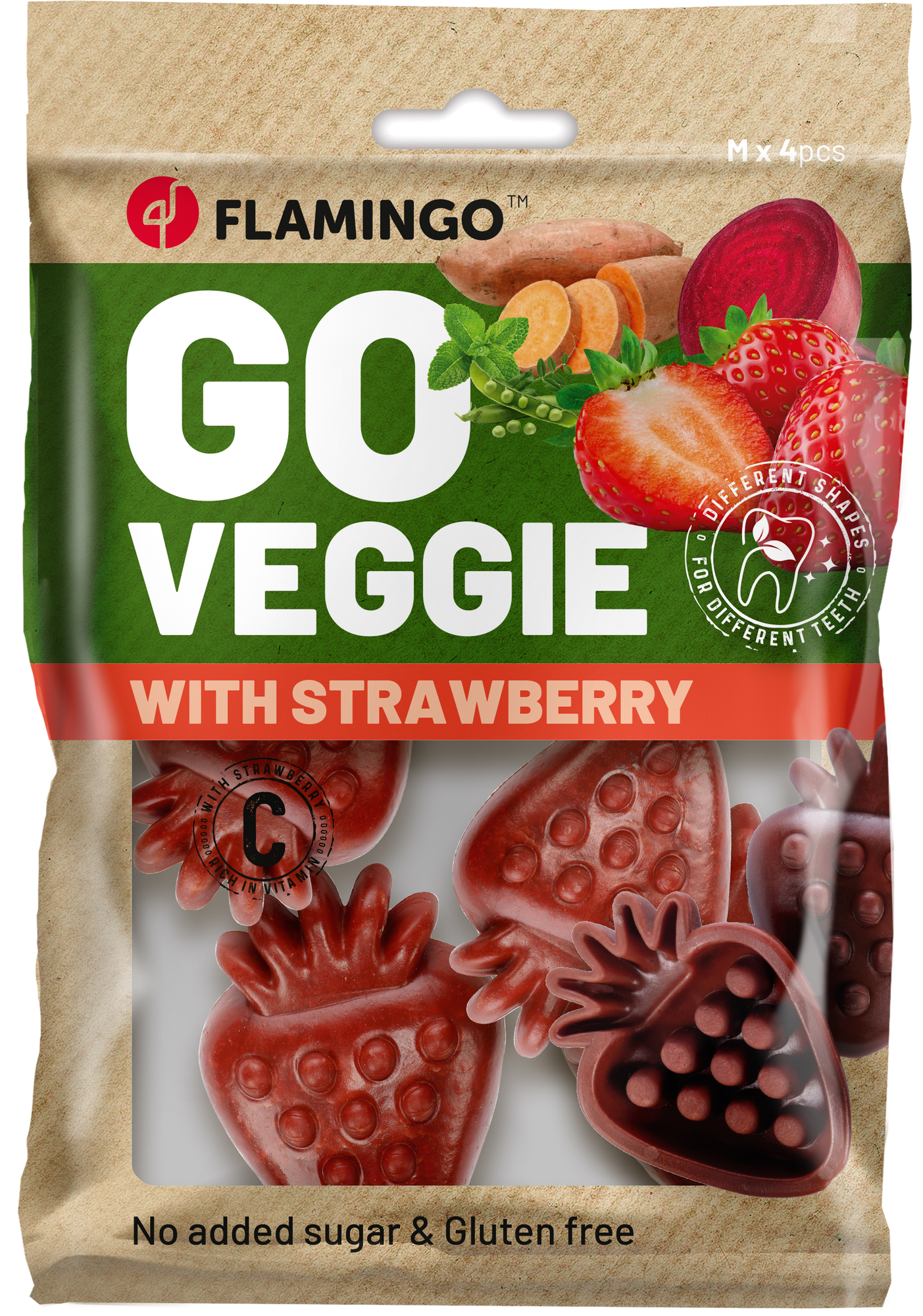 Flamingo Snacks Veggie Strawberry with strawberry Red