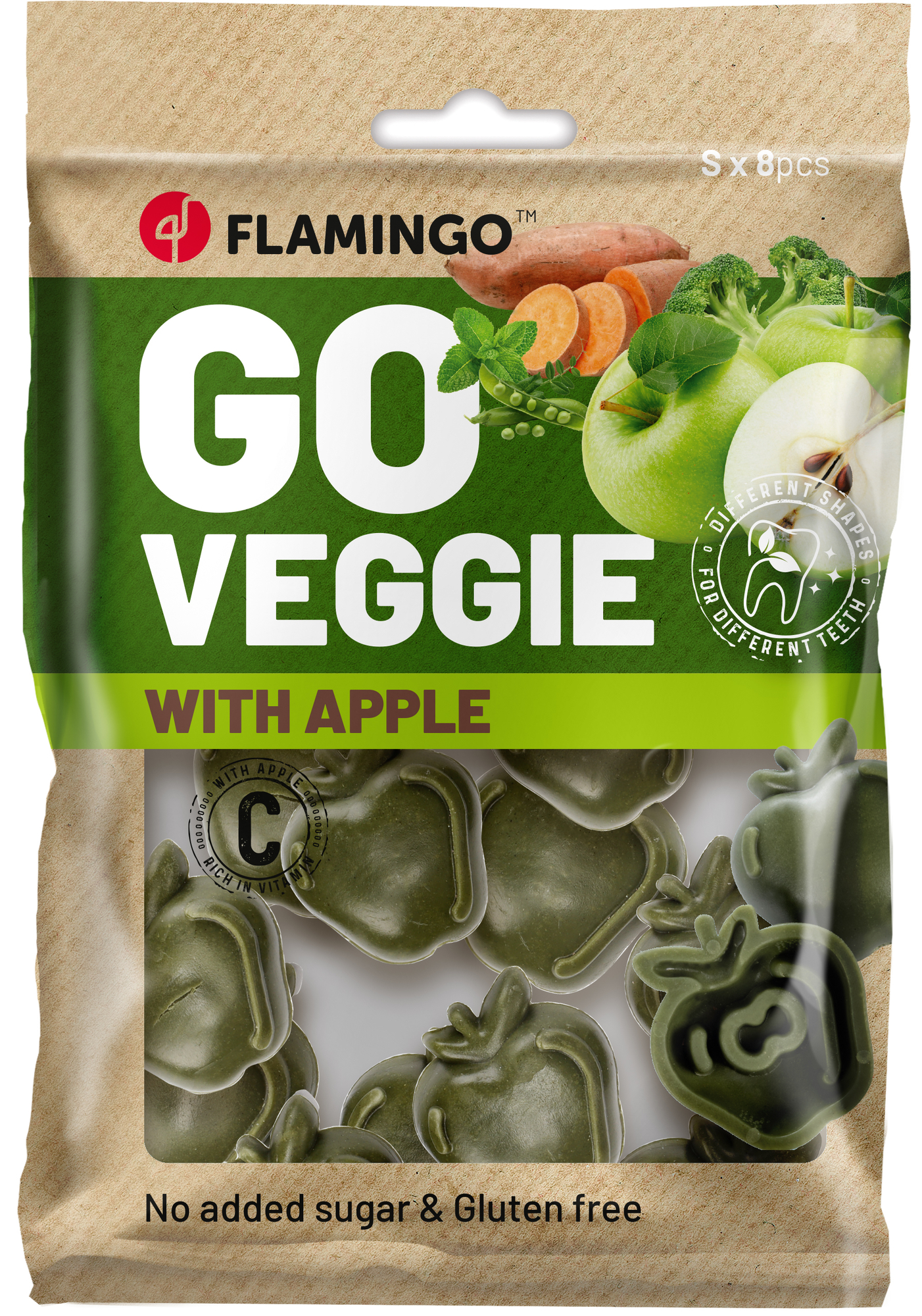 Flamingo Snacks Veggie Apple with apple Green