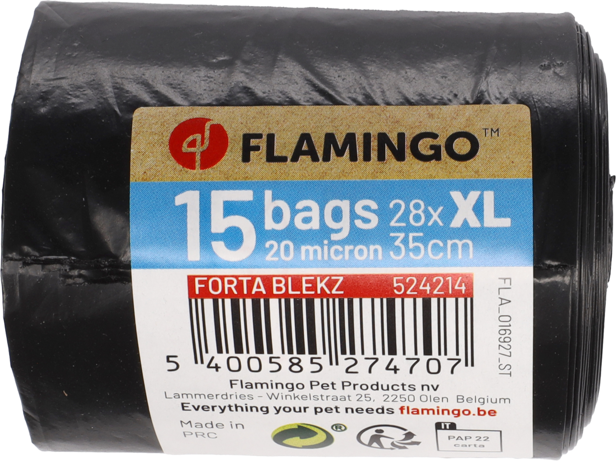 Flamingo Poop bag Extra strong Blekz XL Black