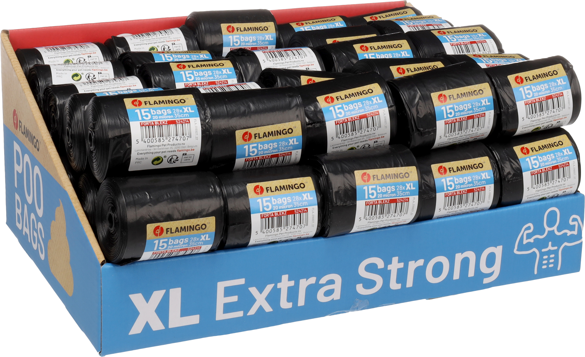 Flamingo Poop bag Extra strong Blekz XL Black