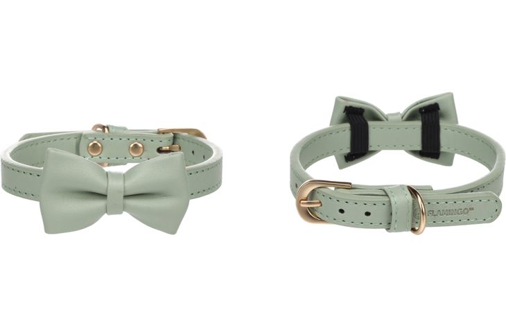 Flamingo Halsband met strik Nela Muntgroen