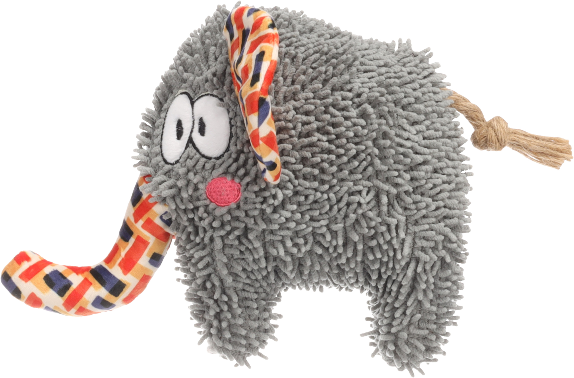 Flamingo Spielzeug Saffia Elefant mit Seil Grau