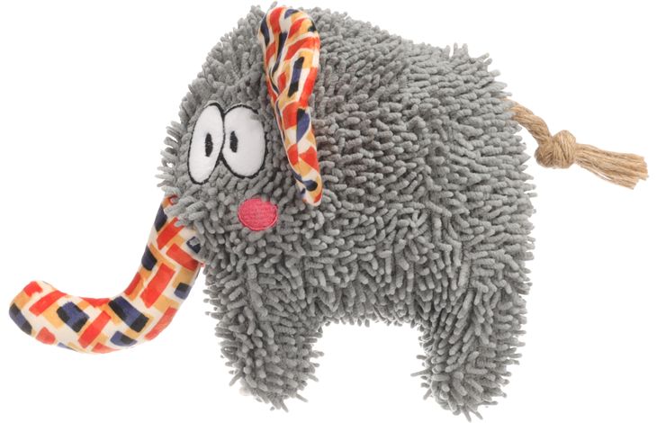 Flamingo Spielzeug Saffia Elefant mit Seil Grau