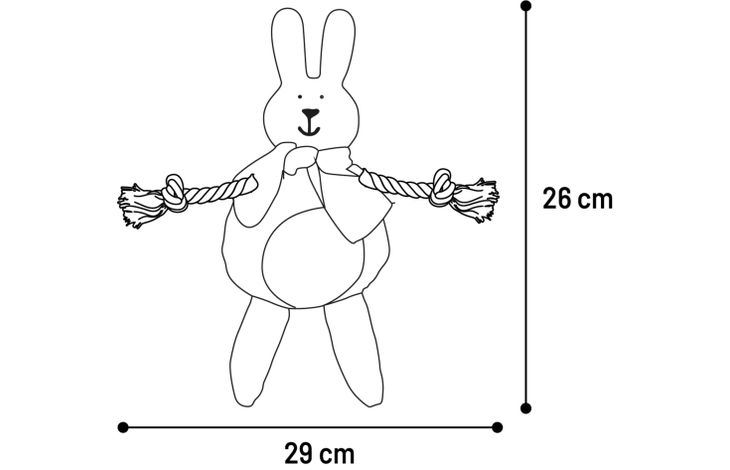 Flamingo Toy Sjala Rabbit with rope Grey
