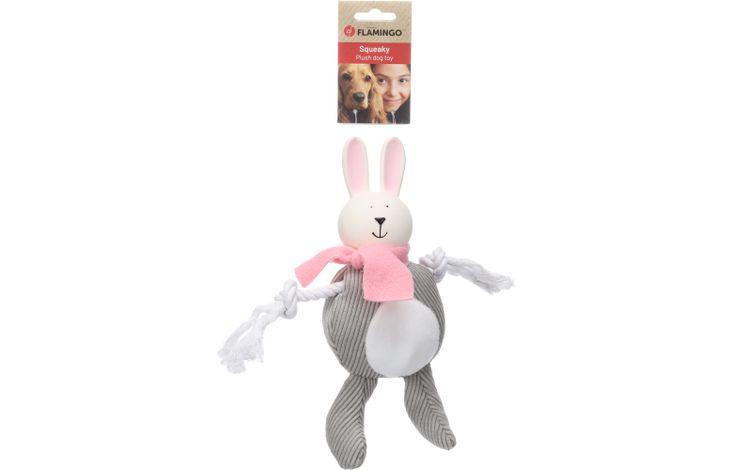 Flamingo Toy Sjala Rabbit with rope Grey