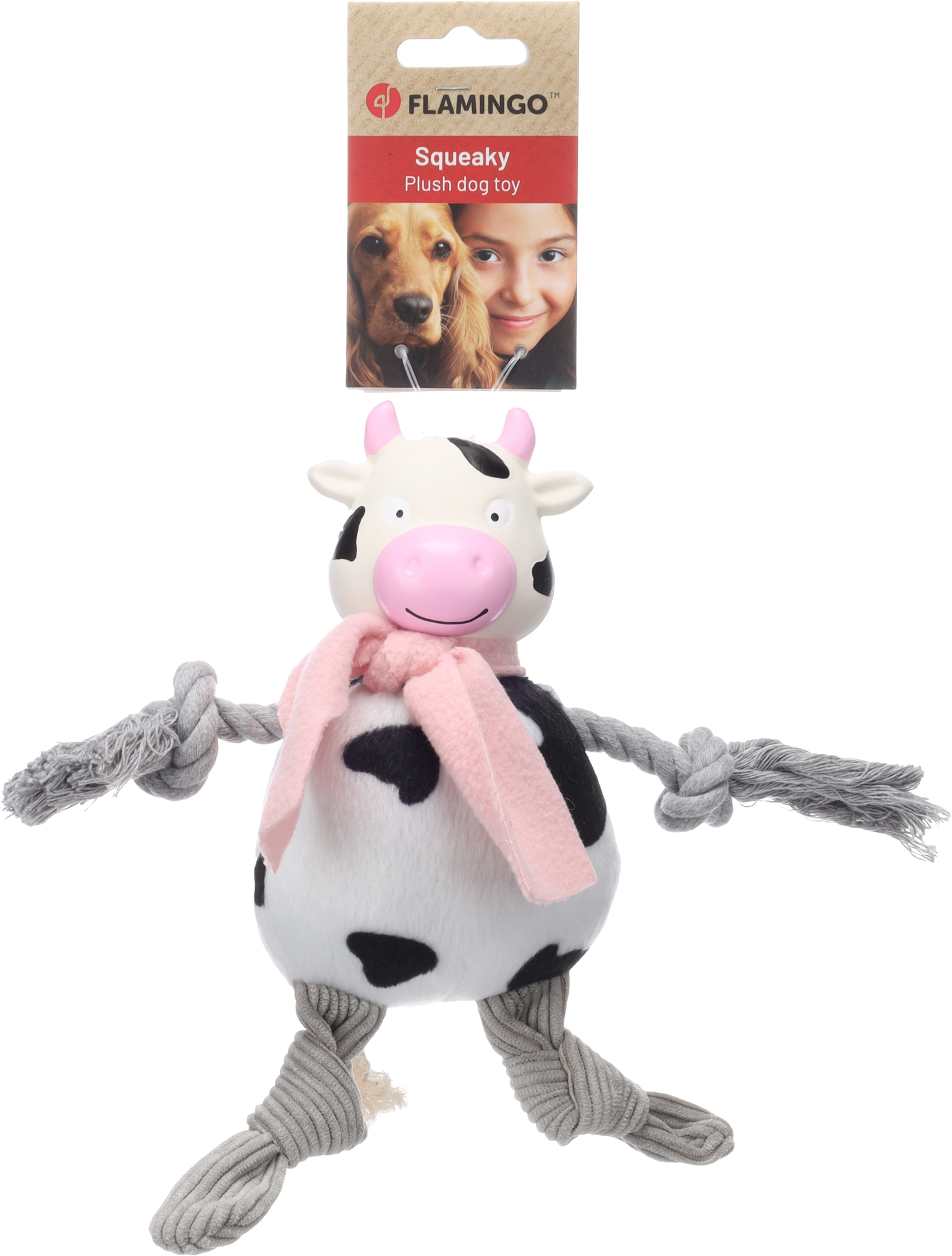 Flamingo Toy sjalo Cow with rope White