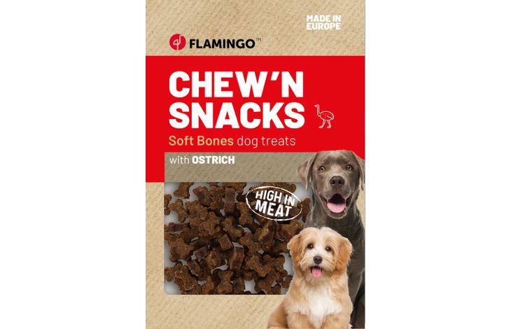 Flamingo Chew'n snack Botjes met struisvogel 