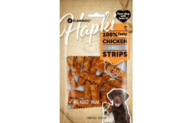 Snacks Hapki Strips with chicken & rice | 524831 | Flamingo Pet Products